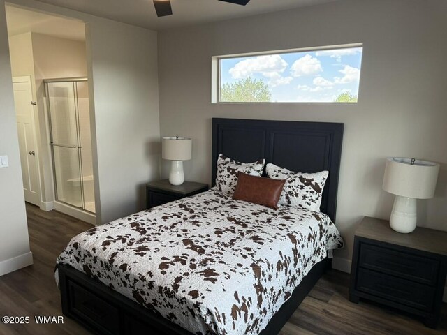 881 S Ridgeway Pl, Show Low, AZ 85901 - bedroom featuring dark wood-type flooring and ceiling fan