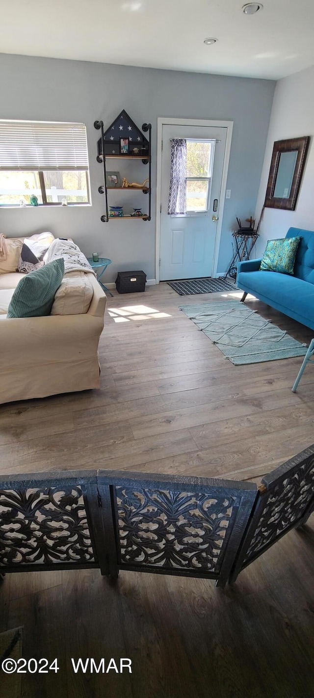 living area with wood finished floors