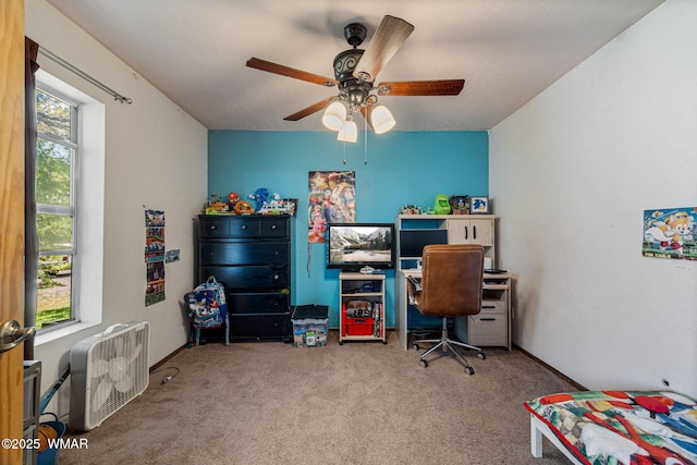 389 E 3rd St, Eagar, AZ 85925 - bedroom with carpet floors, ceiling fan, and a desk