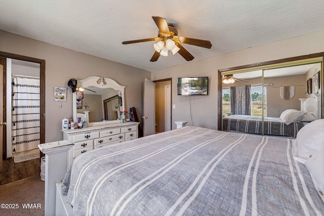 389 E 3rd St, Eagar, AZ 85925 - bedroom featuring ceiling fan, a closet, and carpet flooring