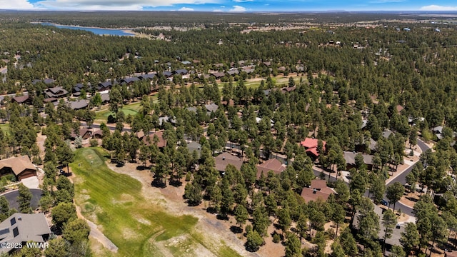 420 N Retreat Way, Show Low, AZ 85901 - aerial overview of property's location with a heavily wooded area, a golf club, nearby suburban area, and a large body of water