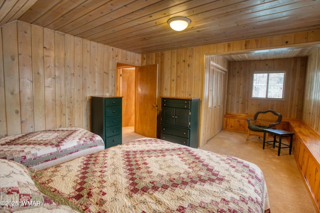 2761 Blue Lupine Ln, Pinetop, AZ 85935 - carpeted bedroom with wood ceiling and wooden walls