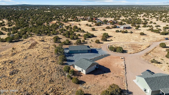 drone / aerial view featuring a desert view