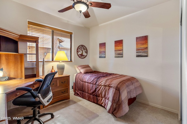 4186 Stone Pine Dr, Pinetop, AZ 85935 - carpeted bedroom with an office area, baseboards, and a ceiling fan