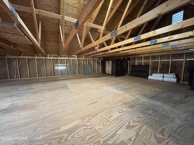 view of unfinished attic