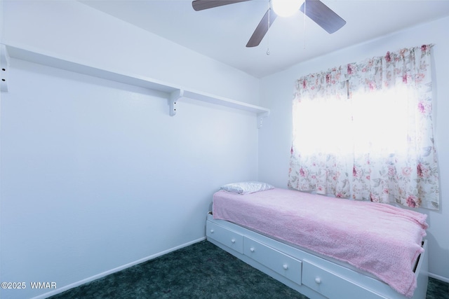 839 S 3rd St, Snowflake, AZ 85937 - bedroom featuring dark carpet, baseboards, and a ceiling fan