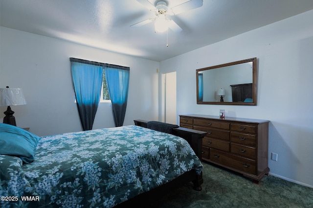 839 S 3rd St, Snowflake, AZ 85937 - bedroom featuring dark carpet, ceiling fan, and baseboards