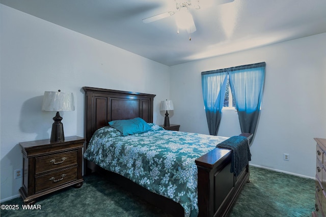 839 S 3rd St, Snowflake, AZ 85937 - bedroom with dark carpet, baseboards, and a ceiling fan