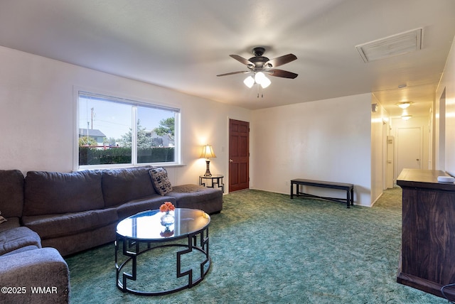839 S 3rd St, Snowflake, AZ 85937 - carpeted living room featuring a ceiling fan
