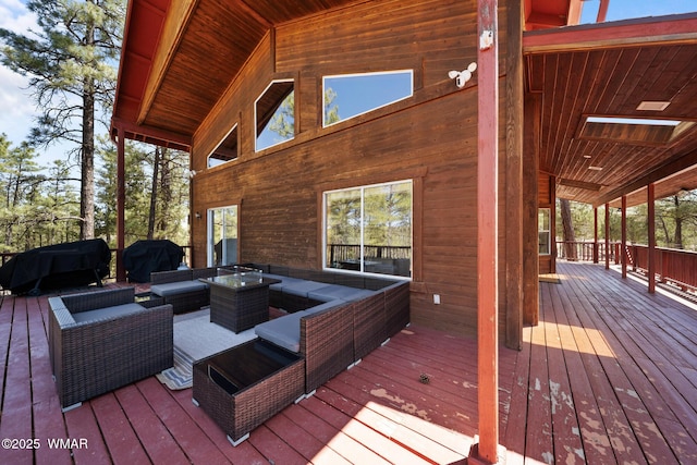 746 Jacks Wild Rd, Show Low, AZ 85901 - wooden deck with a grill and outdoor lounge area