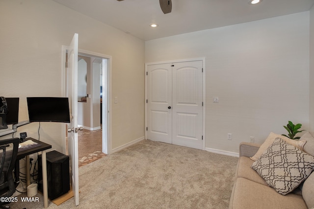 545 S 7th St, Snowflake, AZ 85937 - sitting room featuring ceiling fan, carpet floors, and recessed lighting