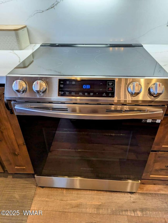 interior details with stainless steel electric stove