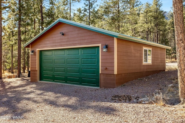 view of detached garage