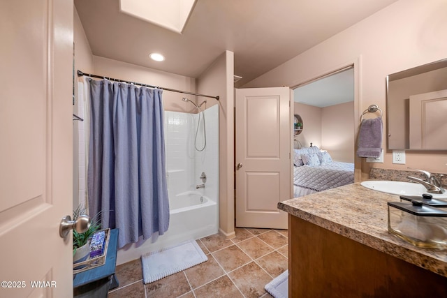 7011 Mercury Dr, Lakeside, AZ 85929 - bathroom featuring vanity, shower / bath combo, and tile patterned floors