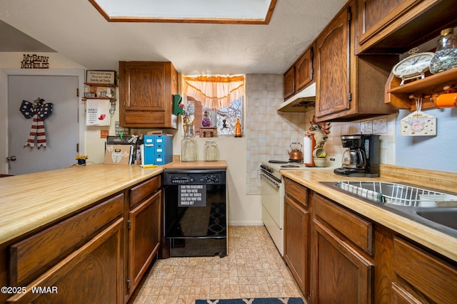 1051 Dusty Ln, Show Low, AZ 85901 - kitchen with dishwasher, white electric range, open shelves, and light countertops
