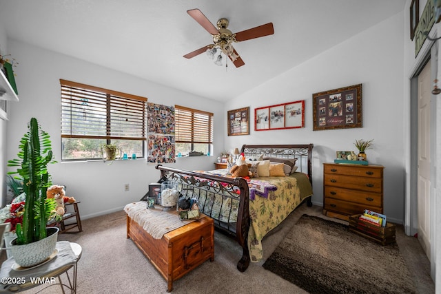 6711 Bandido Way, Show Low, AZ 85901 - carpeted bedroom with vaulted ceiling and a ceiling fan