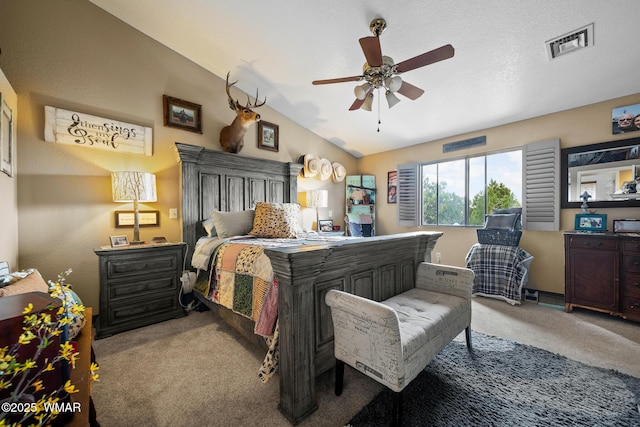 6711 Bandido Way, Show Low, AZ 85901 - bedroom with carpet, vaulted ceiling, and ceiling fan