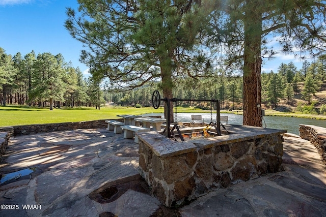 38684 State Route 373, Greer, AZ 85927 - view of patio with view of wooded area