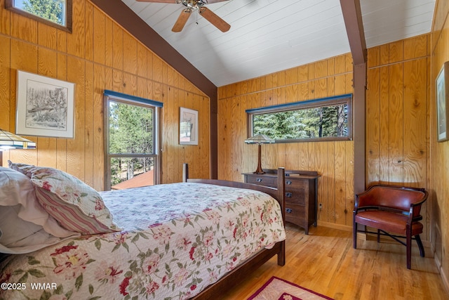 38684 State Route 373, Greer, AZ 85927 - bedroom featuring lofted ceiling, wood walls, wood finished floors, and wood ceiling