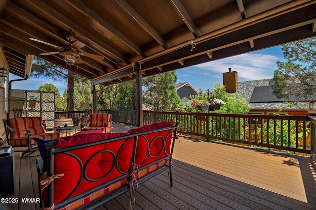 721 S Reynolds Ln, Show Low, AZ 85901 - wooden deck featuring a ceiling fan and outdoor lounge area