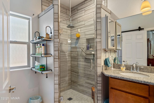 721 S Reynolds Ln, Show Low, AZ 85901 - full bath with a stall shower, vanity, and tile patterned flooring
