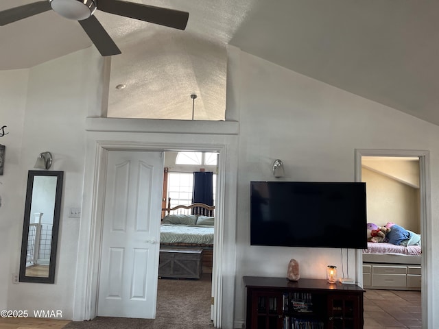 8515 Pueblo Ln, Snowflake, AZ 85937 - living room with a ceiling fan and high vaulted ceiling