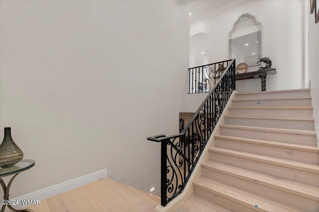 stairway with baseboards