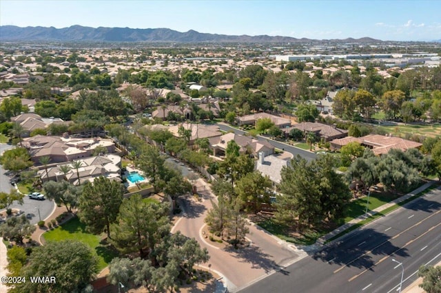 aerial view featuring a residential view and a mountain view