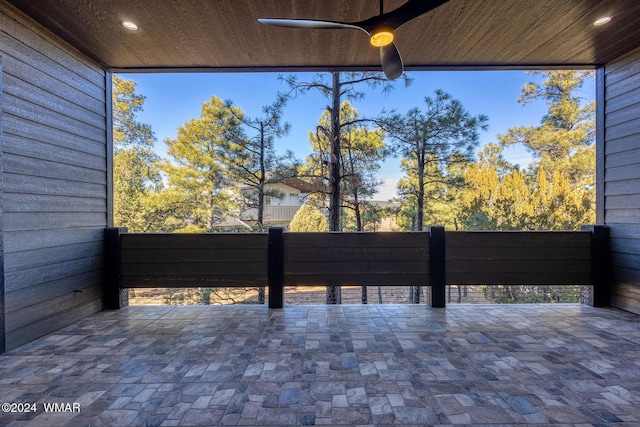 view of patio with ceiling fan