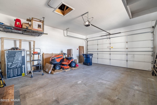 garage with a garage door opener