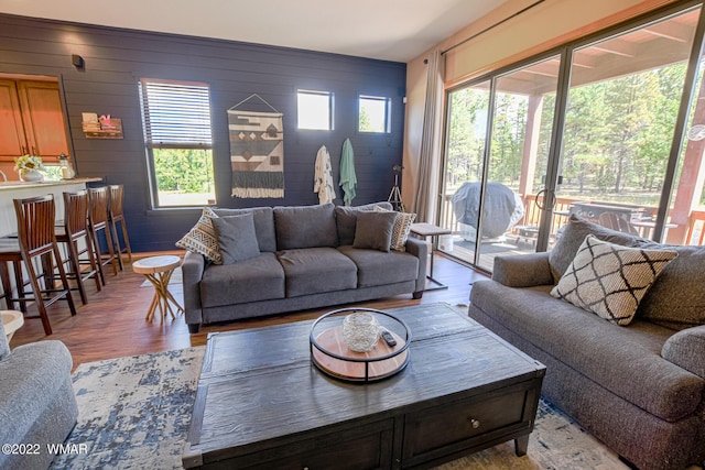 living area featuring wood finished floors