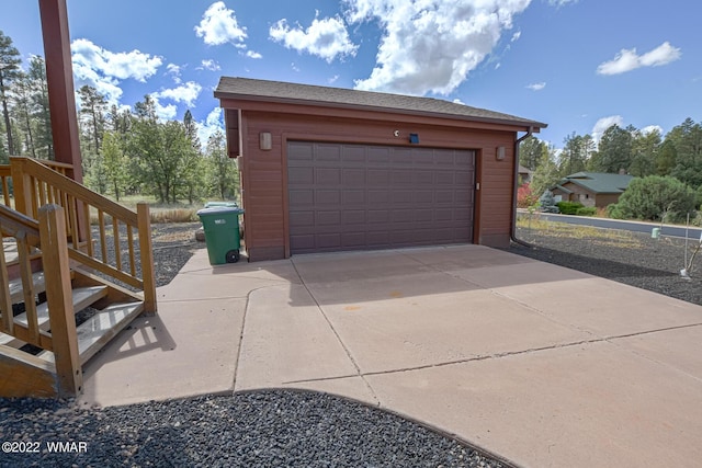 view of detached garage