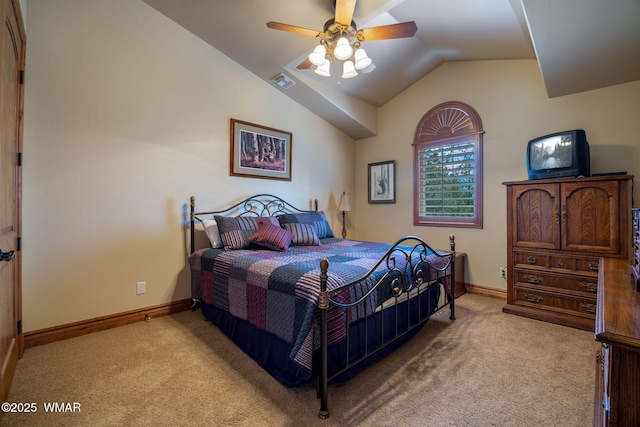 2320 Chandelle Ln, Overgaard, AZ 85933 - bedroom with carpet, vaulted ceiling, and ceiling fan