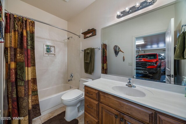 2320 Chandelle Ln, Overgaard, AZ 85933 - full bath with shower / tub combo with curtain, vanity, and tile patterned flooring