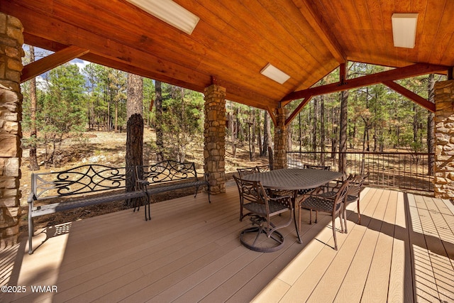 2320 Chandelle Ln, Overgaard, AZ 85933 - wooden deck with outdoor dining area
