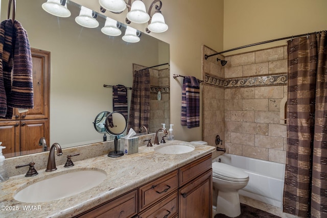 2320 Chandelle Ln, Overgaard, AZ 85933 - bathroom featuring shower / bath combination with curtain and double vanity