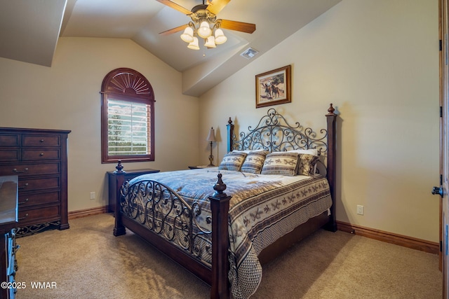 2320 Chandelle Ln, Overgaard, AZ 85933 - carpeted bedroom featuring lofted ceiling and a ceiling fan