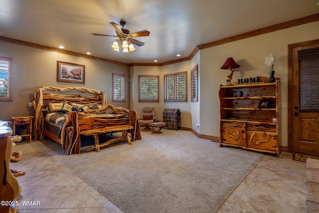 2320 Chandelle Ln, Overgaard, AZ 85933 - bedroom featuring crown molding, recessed lighting, and a ceiling fan