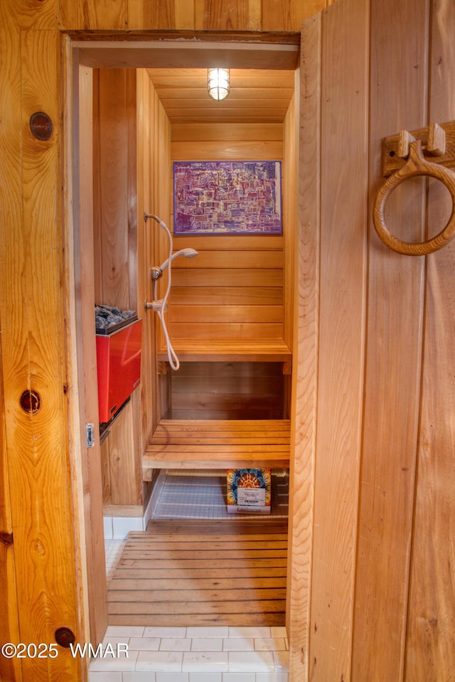 view of sauna