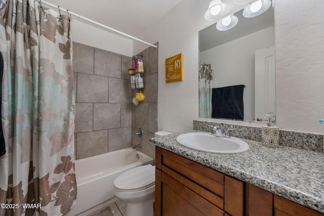 20 N Fox, Show Low, AZ 85901 - bathroom featuring a textured wall, shower / bath combo, and vanity