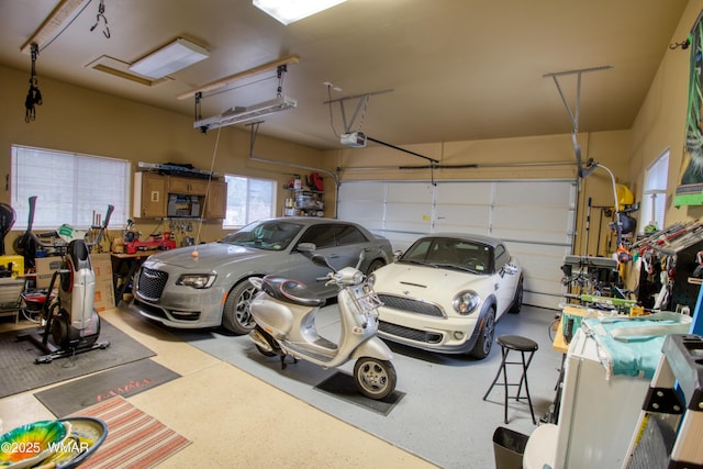 garage with a garage door opener