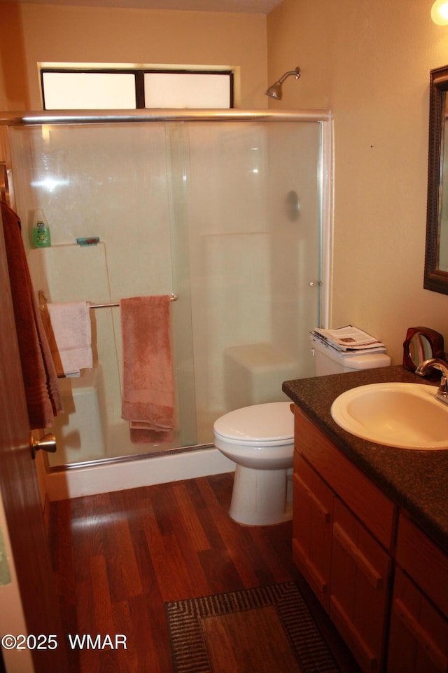 1890 Coyote Pl, Show Low, AZ 85901 - full bath featuring wood finished floors, a shower stall, and vanity
