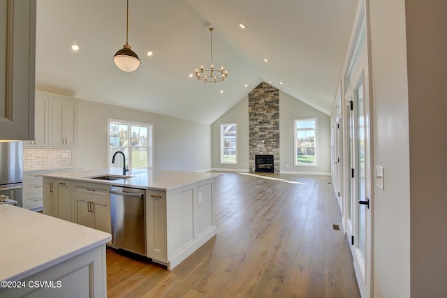 114 Windsor Way, Lewisburg, PA 17837 - kitchen featuring stainless steel appliances, a sink, a chandelier, light wood finished floors, and recessed lighting