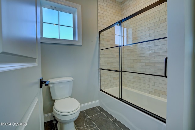 114 Windsor Way, Lewisburg, PA 17837 - full bath with baseboards, toilet, bath / shower combo with glass door, and marble look tile flooring