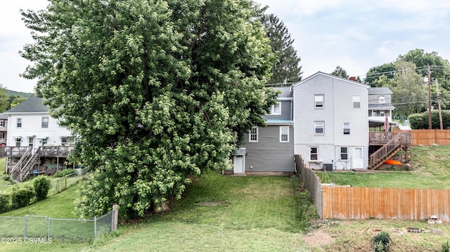 1243 Upper Mulberry St, Danville, PA 17821 - rear view of property with stairs and a wooden deck