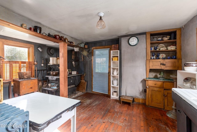 office with dark wood-type flooring