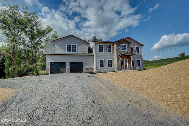 front facade with a garage