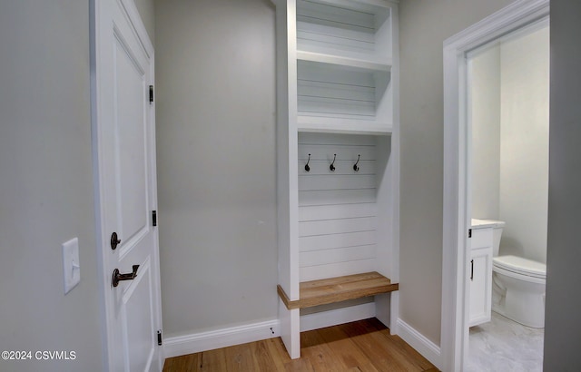 mudroom with light wood-type flooring