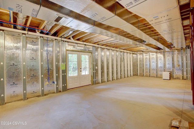 basement with french doors