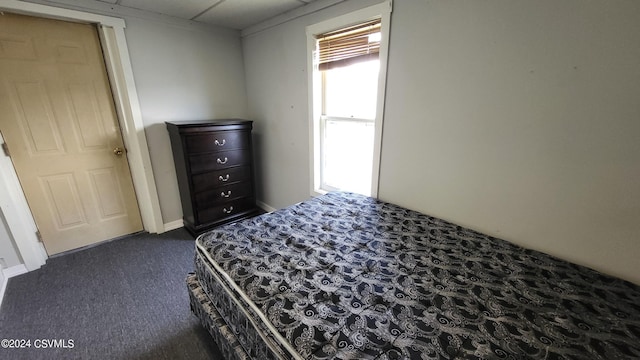 unfurnished bedroom featuring dark colored carpet